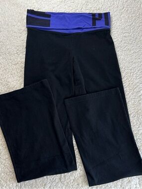 Y2K Victoria's Secret PINK VS Vintage Foldover Yoga Pants Flare Purple Sz S